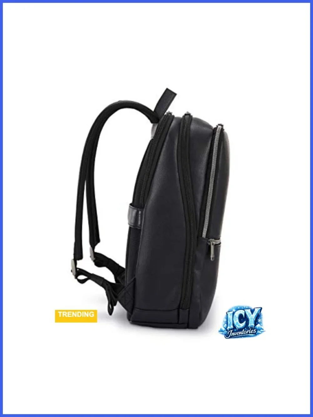 Leather Slim Backpack with Padded Laptop Pocket